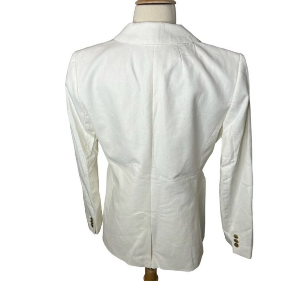 J.Crew Womens $178 Linen Holland Blazer White Size 4 Al222 - Picture 3 of 7